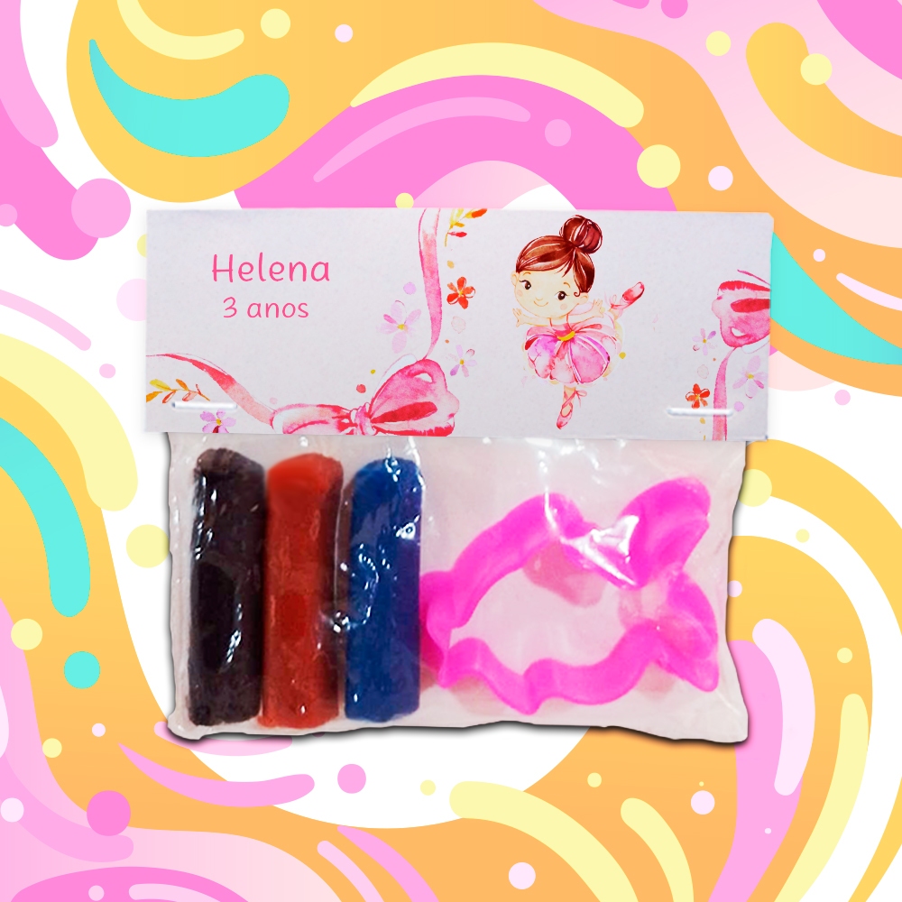 Kit Massinha com Cortador Lembrancinha Festa Infantil Personalizado Bailarina Aquarela Outros