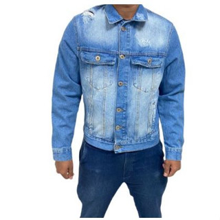 Jaqueta Masculina Jeans Clara Premium nova tendência botões cromado