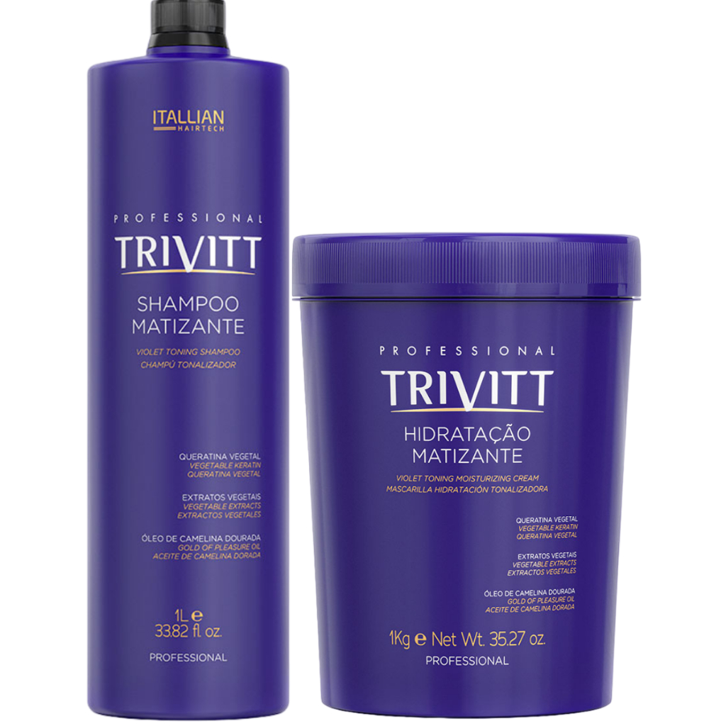 Kit Profissional Matizante Mascara E Shampoo Itallian Trivitt - Loiros e Grisalhos em Oferta na Shopee