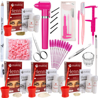 kit design de sobrancelhas profissional completo henna mixer paquimetro molde