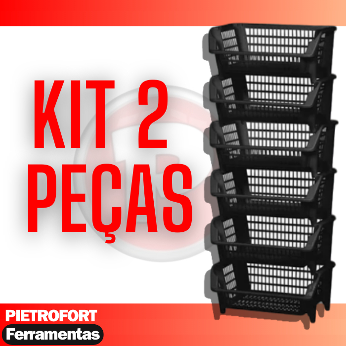 Cesto Empilhável Expositor Organizador Preto Kit 2 Peças em Oferta na Shopee
