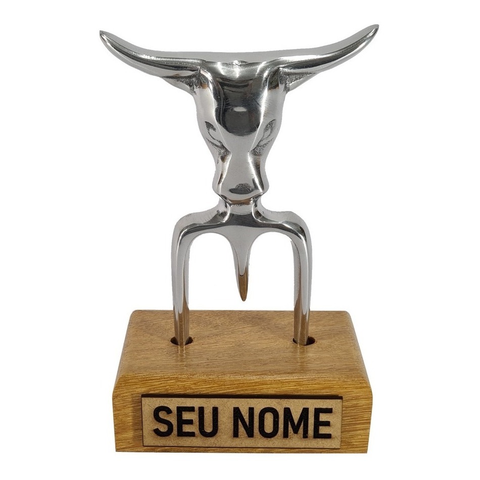 Garfo Tridente Boi Para Churrasco Personalizado Com Suporte