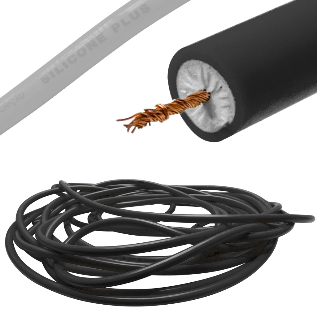 Fio de Silicone Reforçado Núcleo de Cobre Cabo de Vela Ignição 7mm / 8mm Por Metro Moto Barco Automotivo Indrustria Gado em Oferta na Shopee
