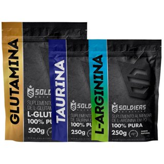 Kit: Arginina 250g + Glutamina 500g + Taurina 250g Soldiers Nutrition Aminoácido Recuperação em Oferta na Shopee