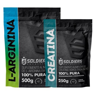 Kit: Arginina 500g + Creatina 250g Soldiers Nutrition Força Performance em Oferta na Shopee