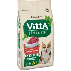 Ração Vitta Natural para Cães Adultos de Pequeno Porte Sabor Seleção de Carnes e Arroz - 15Kg