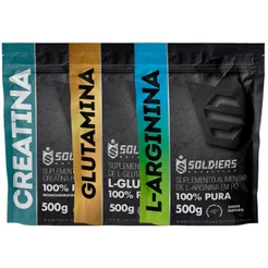 Kit Creatina 500g + Glutamina 500g + Arginina 500g 100% Pura - Soldiers Nutrition