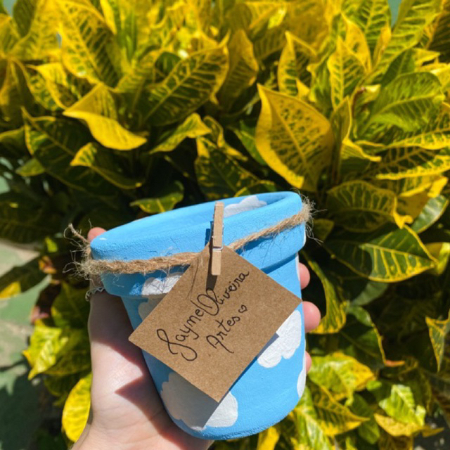Vaso barro nuvem | decoração | vaso para planta | pintado a mão