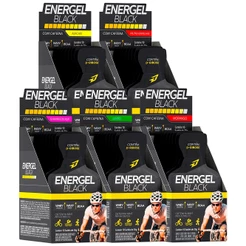 Kit 5x Caixas Energel Black Com Cafeína Bodyaction - Gel de Carboidratos Total 50 Sachês Pedal Bike