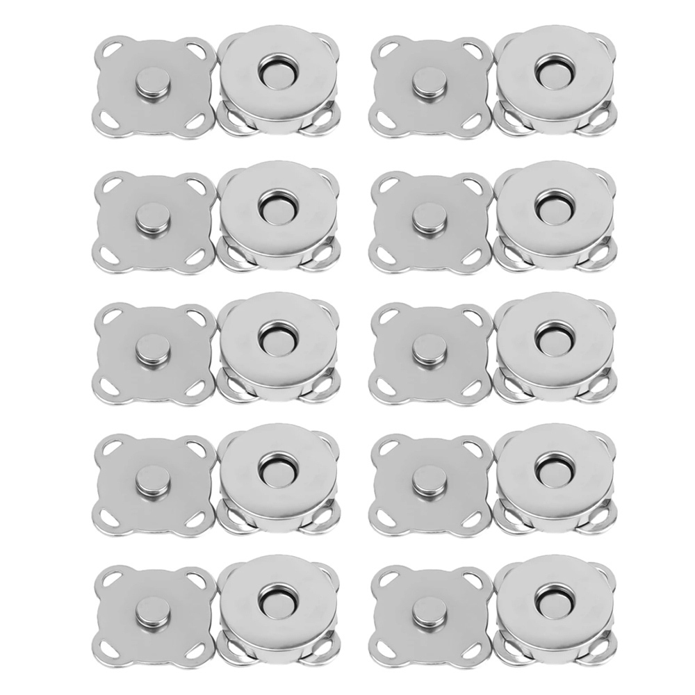 Kit 10 Botões Magnéticos 18mm Fecho Imantado Prata Para Costurar Bolsa Casaco imã Magnetizado