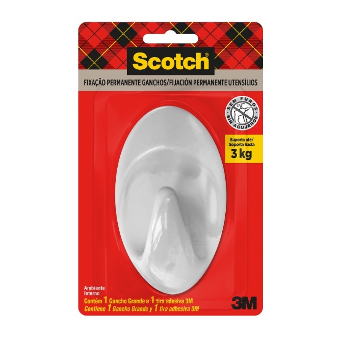 Gancho Adesivo Scotch Plástico Grande Suporta Até 3 kg 3M em Oferta na Shopee
