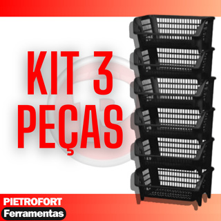 Kit 3 Cesto Empilhável Gondola Expositor Organizador Preto 3 Unidades em Oferta na Shopee