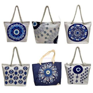 Bolsa Praia Grande Olho Grego Forro Moda Verão Bali Diversas