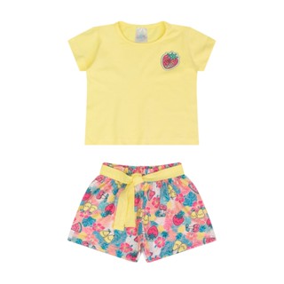 Conjunto infantil menina com aplique termocolante tamanho 1 2 3 - Novidade