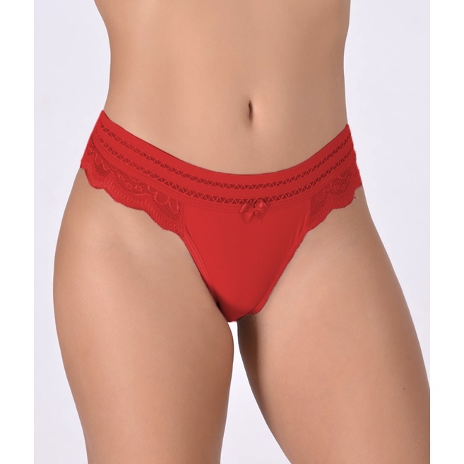Kit 7 Calcinhas Renda e Elástico na Cintura Fio Dental Fio Duplo Lingerie Tanga Feminina