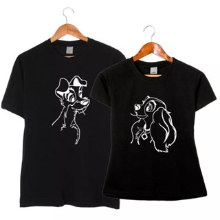 Kit Casal Duas Camisetas A Dama E O Vagabundo Camisa Algodão Desenho Infância Disney Tumblr