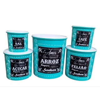 jogo de mantimento 5 peças decorado adesivo com tampa em Oferta na Shopee