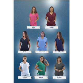 KIT C/5 - Blusa Uniforme Cuidadora Enfermagem