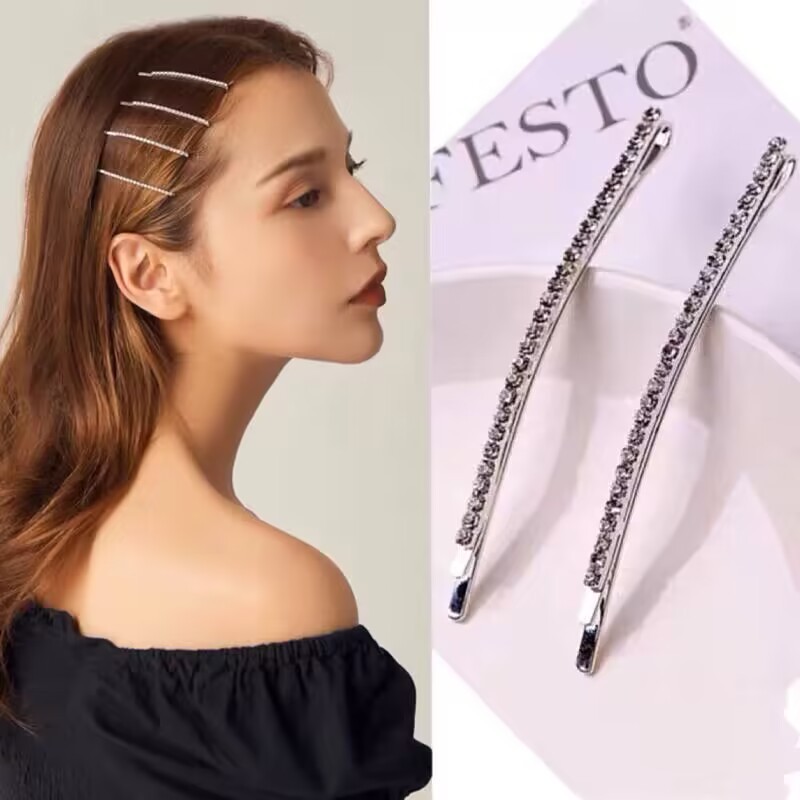 KIT 2pcs Grampo/Presilha De Cabelo Simples Com Strass em Oferta na Shopee