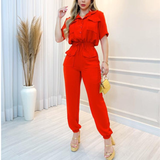 Conjunto Feminino Calça Jogger e Blusa de Manga Curta