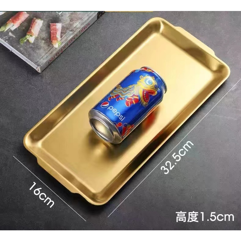 Bandeja Aco Inoxidavel Luxo Alimentos Dourado 32x16cm em Oferta na Shopee