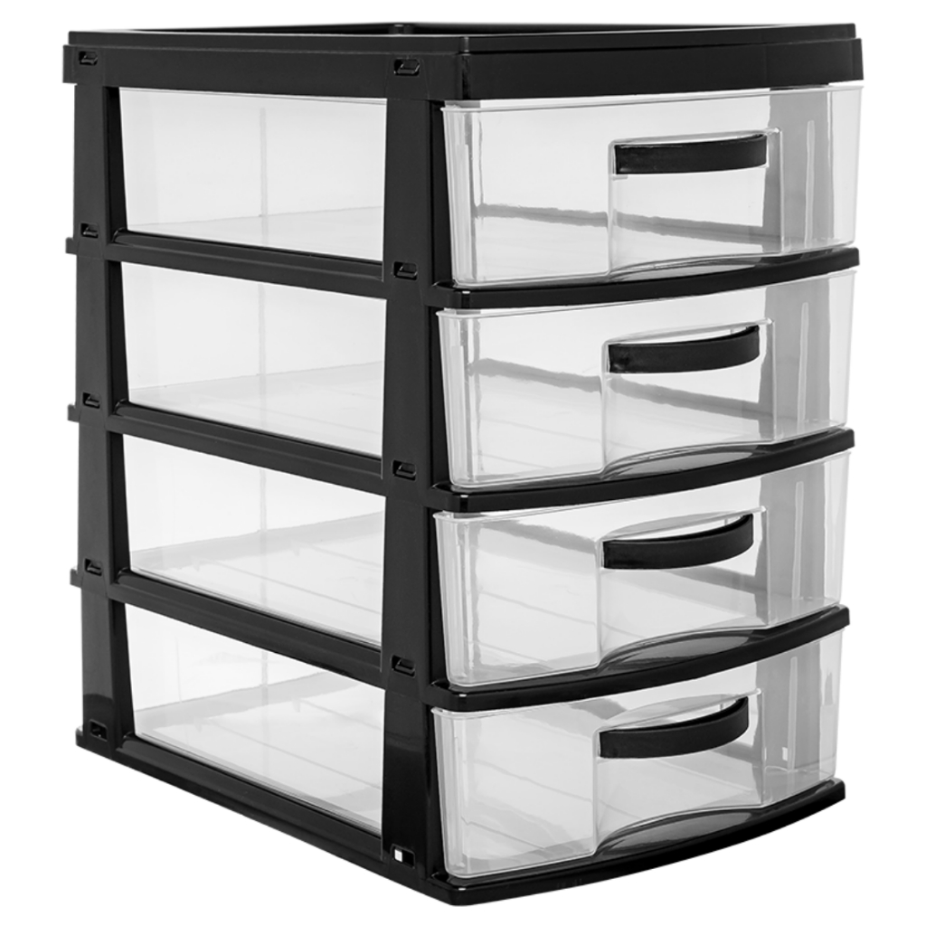 Gaveteiro Organizador De Mesa Multiuso Grande Resistente Com 4 Prateleiras Puxador Limitador De Abertura Para Escritório Roupas Maquiagem Remédios - Jaguar Utilidades