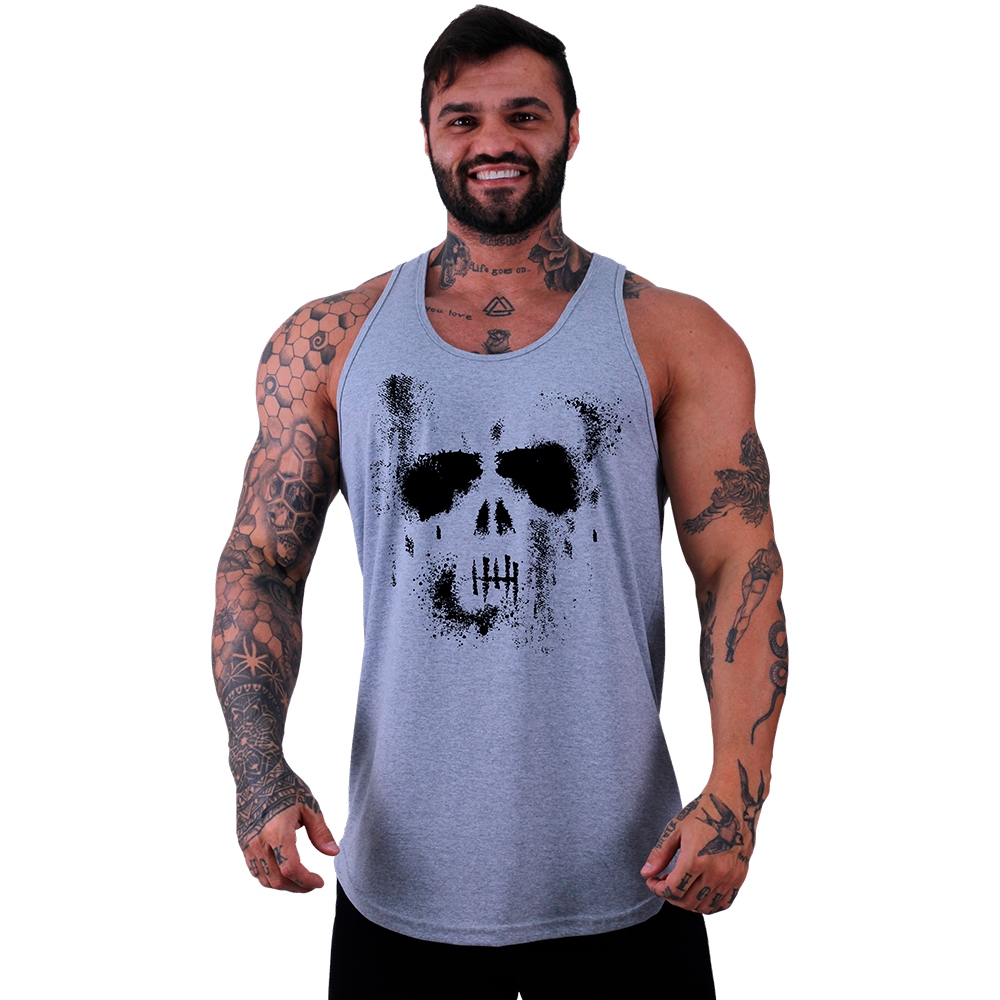 Regata Longline MXD Conceito Just Be Nice Just Be Cool Caveira Pintura