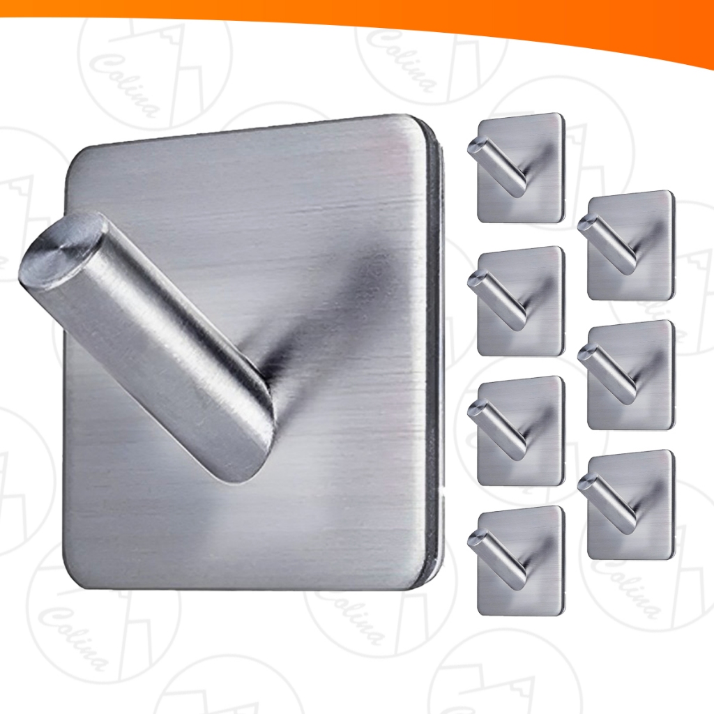 Kit 8 Ganchos de Parede Adesivo Inox Banheiro Pendurador