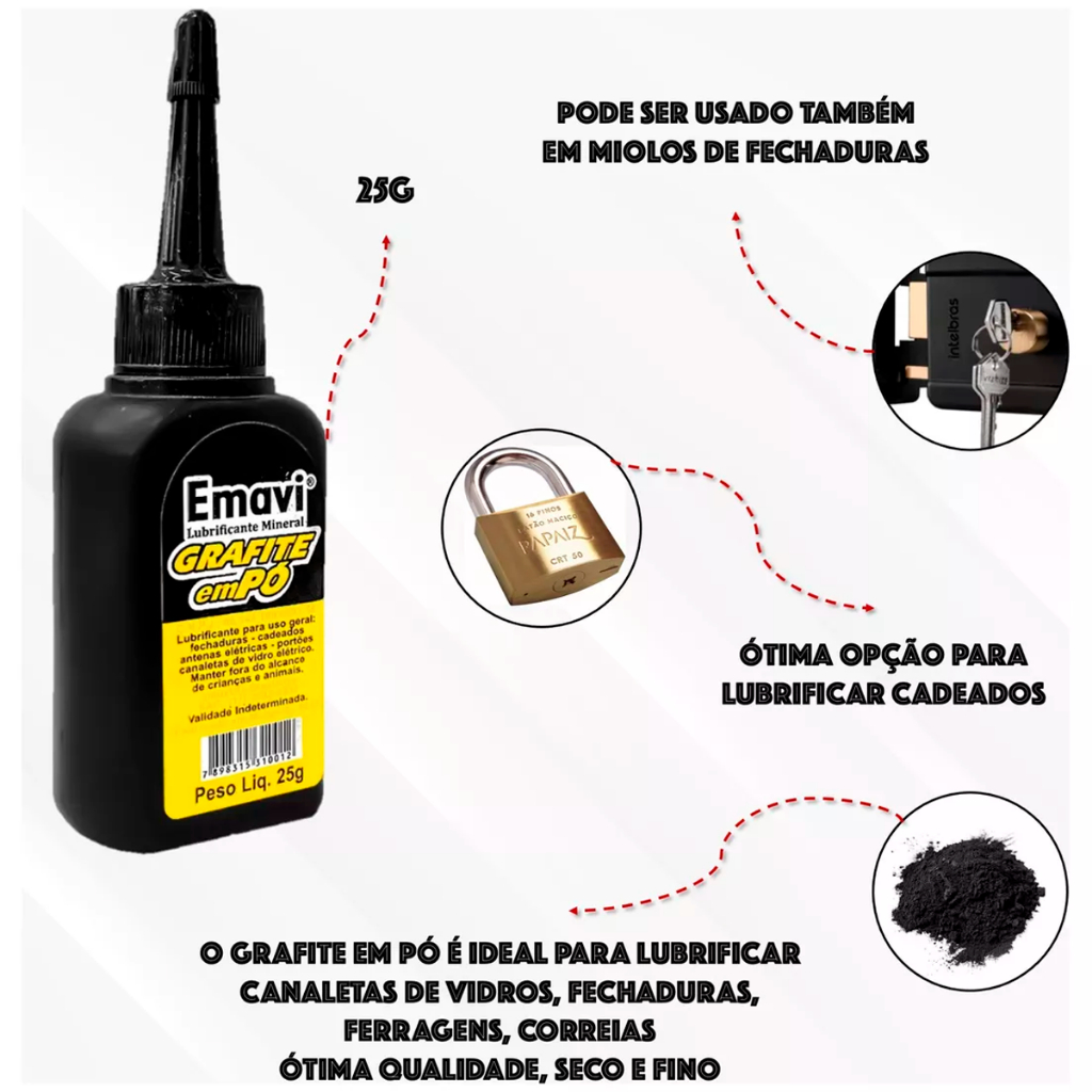 Grafite Em Pó Lubrificante Mineral Carro Fechadura Automotiva 25g · foto 2