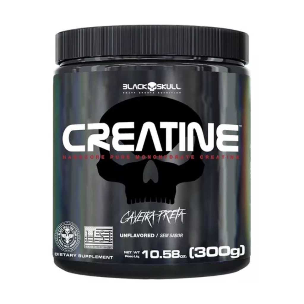 Creatina Monohidratada Pura Pote 300g - Black Skull
