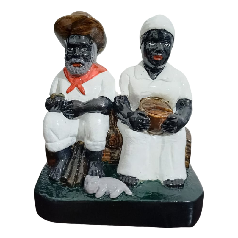 Imagem Casal de Preto Velhos / Preta velha e Preto Velho em Gesso Umbanda