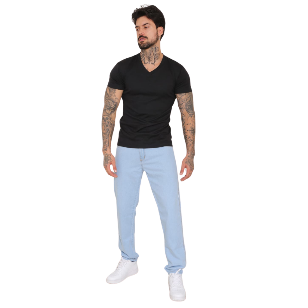 Calça Jeans Masculina Estilo Balão Bag Clara Boca Larga Alleppo Jeans