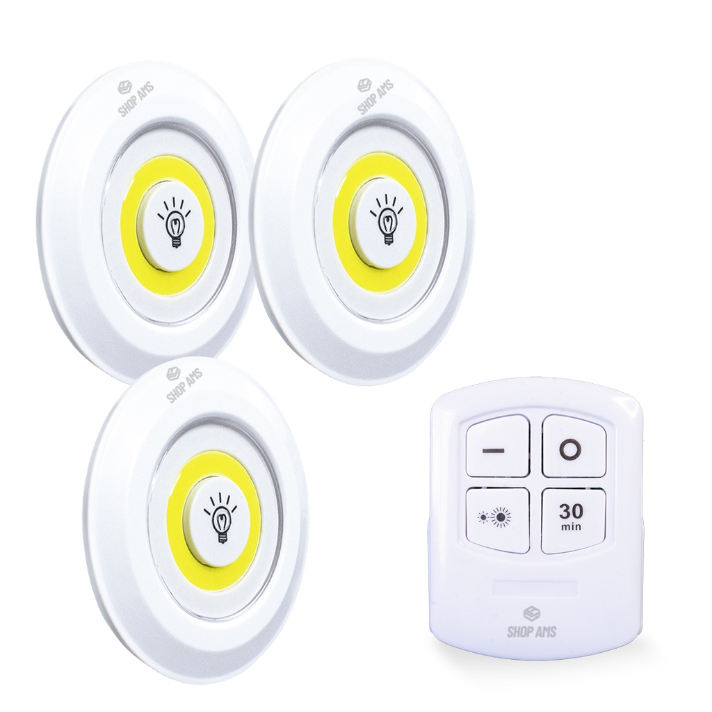 Kit 3 Lâmpadas Luminárias Led Spot S/ Fio Controle Remoto em Oferta na Shopee