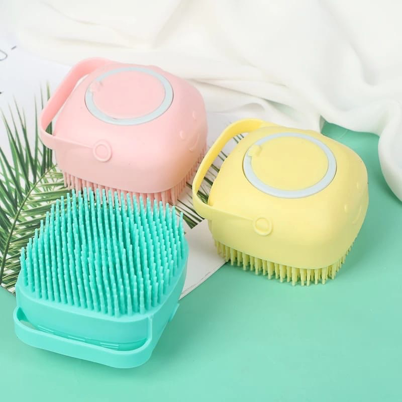 Esponja De Silicone Para Banho Com Dispenser Shampoo / Sabonete Escova Crianças, Adultos e Pets-envio imediato em Oferta na Shopee