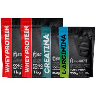 Kit: Whey Concentrado 2Kg + Creatina Monohidratada 250g + Arginina 250g - 100% Importado - Soldiers Nutrition