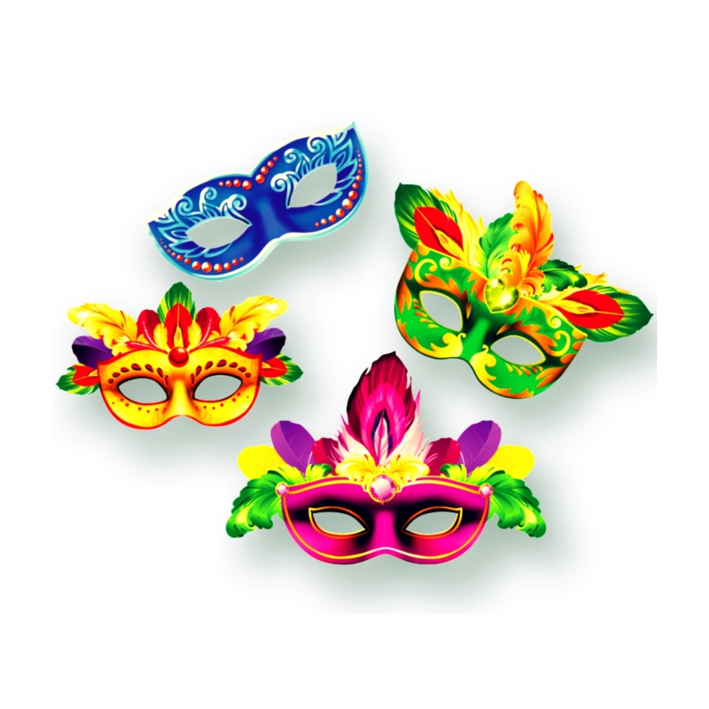 Kit Máscara para rosto de carnaval colorida -  Artigos Decorativos , Carnaval , Festas de Época , Painéis Decorativos, Carnaval, Carnavalesco, Fevereiro, Mascara, Fantasia