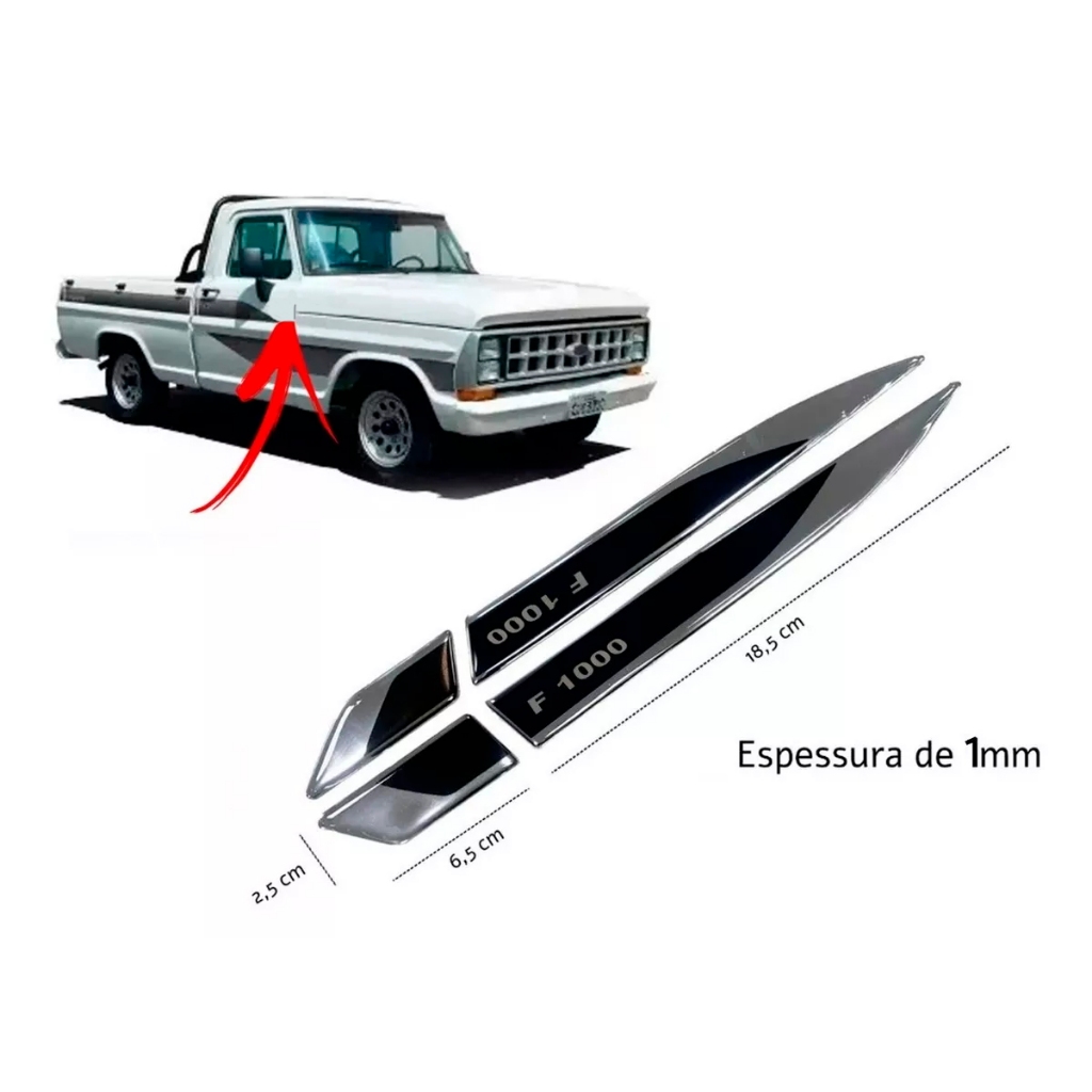 Adesivo Protetor Coluna Porta Ford F1000 1994 até 1998 - Resinado