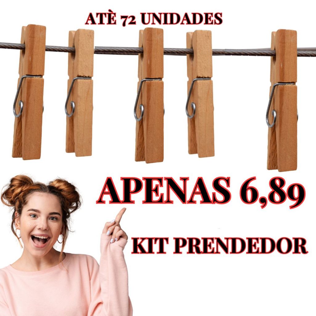 kit até 72 Prendedor de Roupas de Madeira ,Pregador de roupa Prendedores ESCOLHER A QUANTIDADE