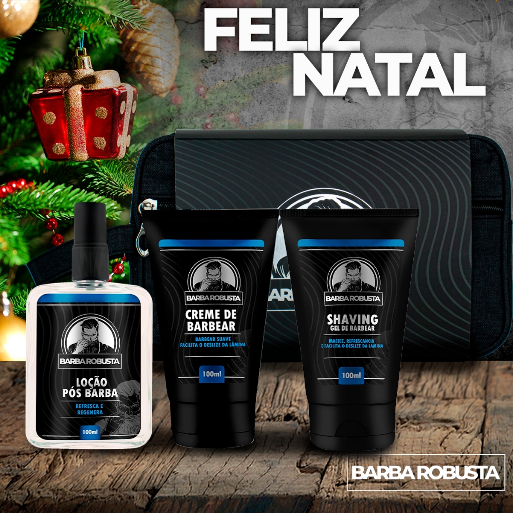 Kit barbear Loção pós barba, creme de barbear e shaving gel de barbear e necessaire