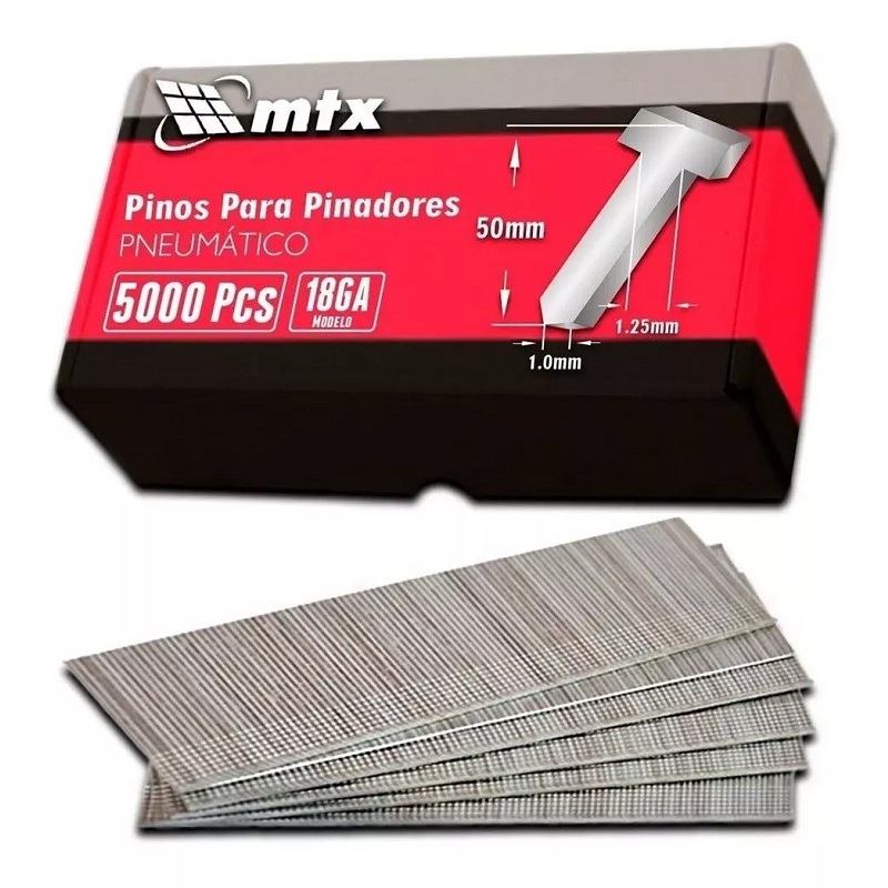 Pinos Para Pinadores Pneumpaticos 50 X 1,25 X 1 Mm Embalalagem Com 5000 Unidades Mtx