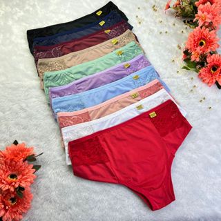 Kit 5 Calcinhas Feminina Calçola Senhora Tangão Conforto Tanga Cintura Alta Ref 259