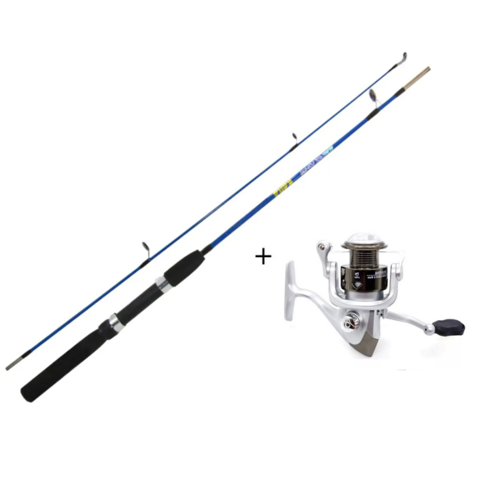 Kit Vara Karaoke 1502 Albatroz e Molinete Harpoon 3000 Equipamento Esportivo Camping Acampamento Varas e Molinetes para Pescaria