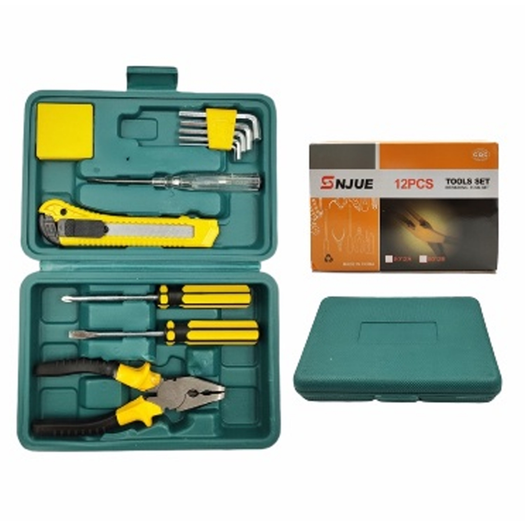 Kit Jogo De Ferramentas 12Pçs Com Maleta Multiuso Para Reparos Simples