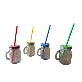 Caneca Vidro Com Canudo 100ml