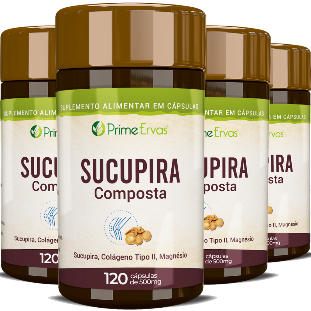 Kit 4 Sucupira com Colágeno Tipo 2 e Cloreto de Magnésio P.A. 120 Cápsulas Prime Ervas