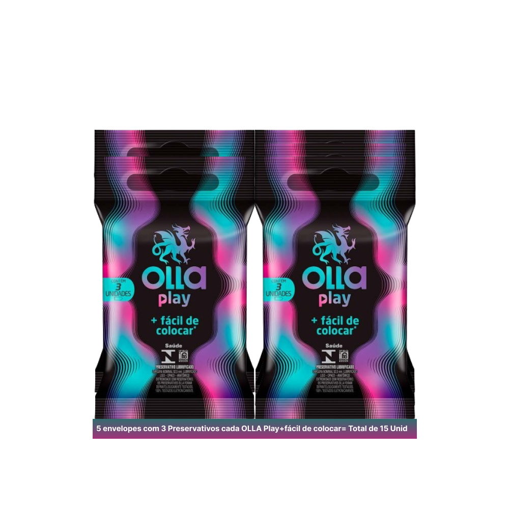 Kit 15 Preservativo masculino camisinha Lubrificado Olla Play + Fácil De Colocar em Oferta na Shopee