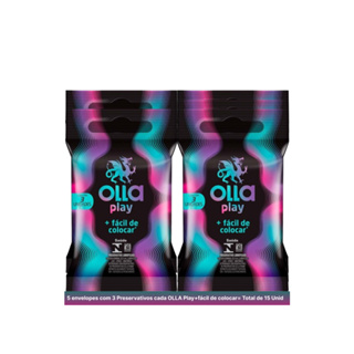 Kit 15 Preservativo masculino camisinha Lubrificado Olla Play + Fácil De Colocar em Oferta na Shopee