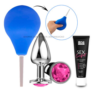 Kit Ducha Higiênica Anal Chuca + Plug Anal P Dilatador Anal + Dessensibilizante Anal Sex Comfort