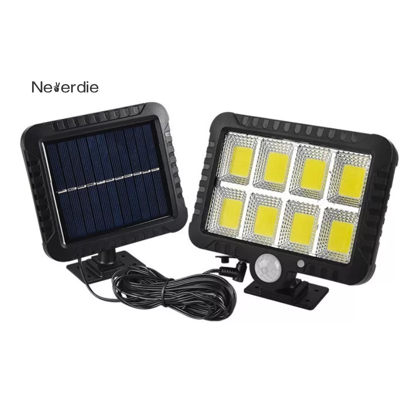 Luminária Solar Parede 120 Cob Sensor Presença 3 Funções