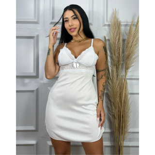 Camisola Renda Sem Bojo Lingerie Pijama Dormir Vestido Moda Intima Linha Noite Verão em Oferta na Shopee